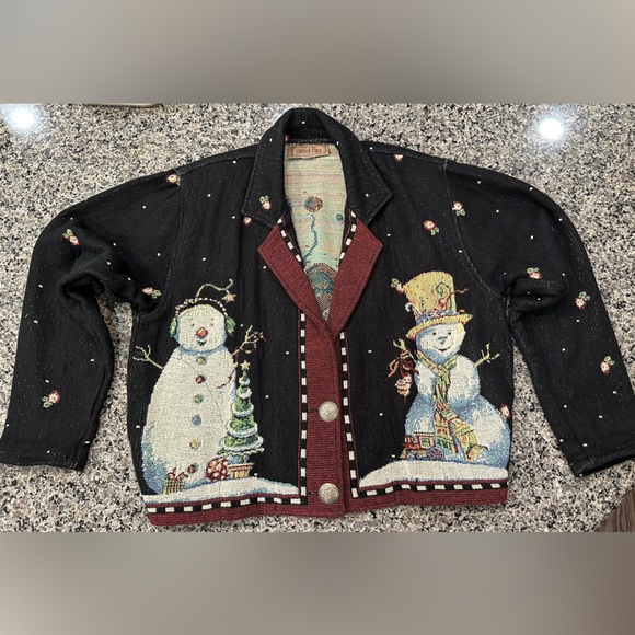 ✨VTG✨ Painted Pony Sweater Christmas Santa
Snowman Tapestry Jacket Med 🎅🏼☃️🎄 - Picture 2 of 15